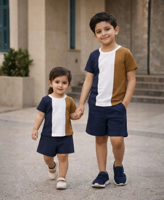 Trio Panel Contrast Suit Set