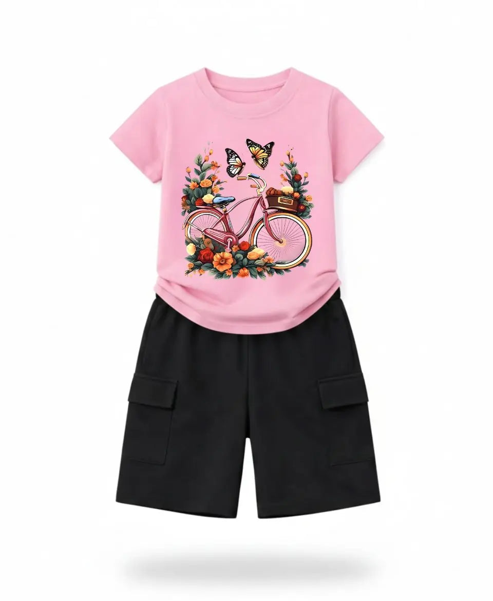 Vintage Bicycle Bloom Kids Suit Set