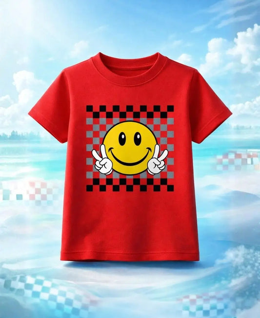 Smiley Peace Check T-Shirt