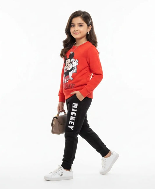 Unisex Mickey Print Sweatshirt & Trouser Set for Kids