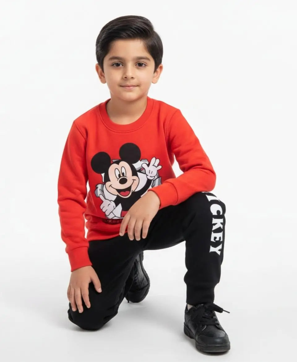 Unisex Mickey Print Sweatshirt & Trouser Set for Kids