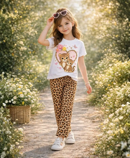 Leopard Cubs Love Girls Suit Set