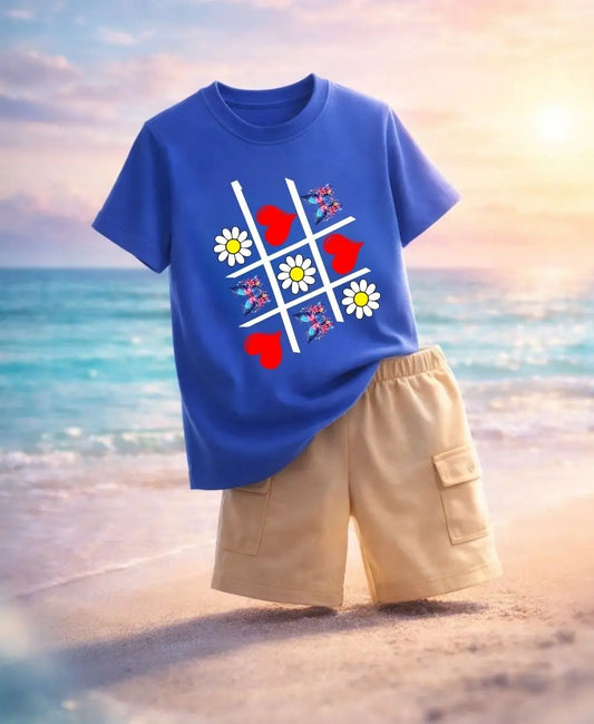 Butterfly Hearts Grid Girls Suit Set