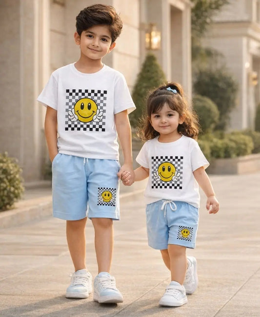 Smiley Checkered Premium Summer Suit Set