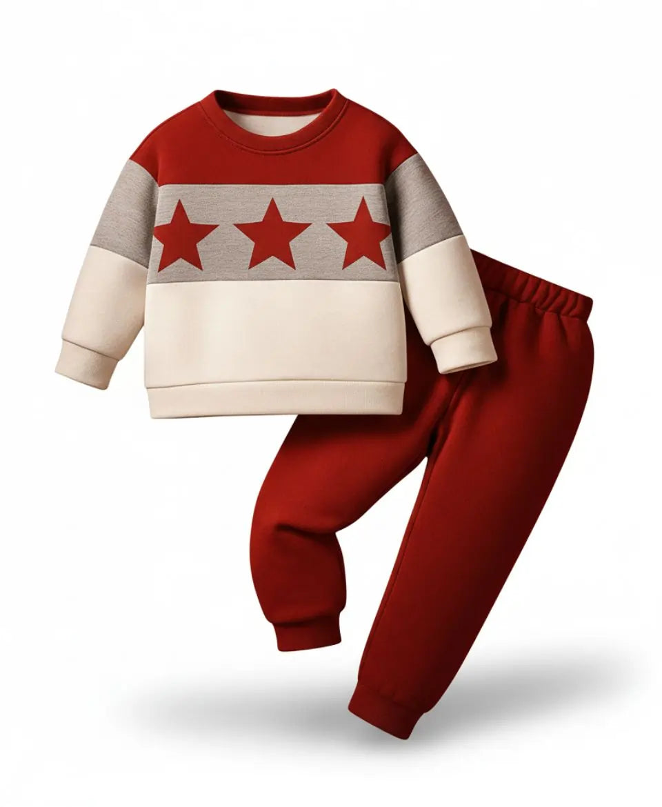 Unisex Fleece Sweatshirt & Pants Set – Red Star Winter Outfit