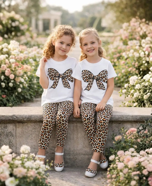 Leopard Bow Summer Suit Set