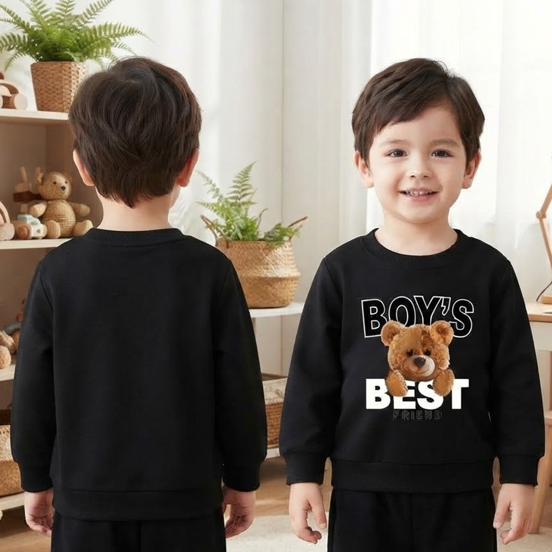 Kids' "Boy's Best Friend" Black Teddy Bear Sweatshirt