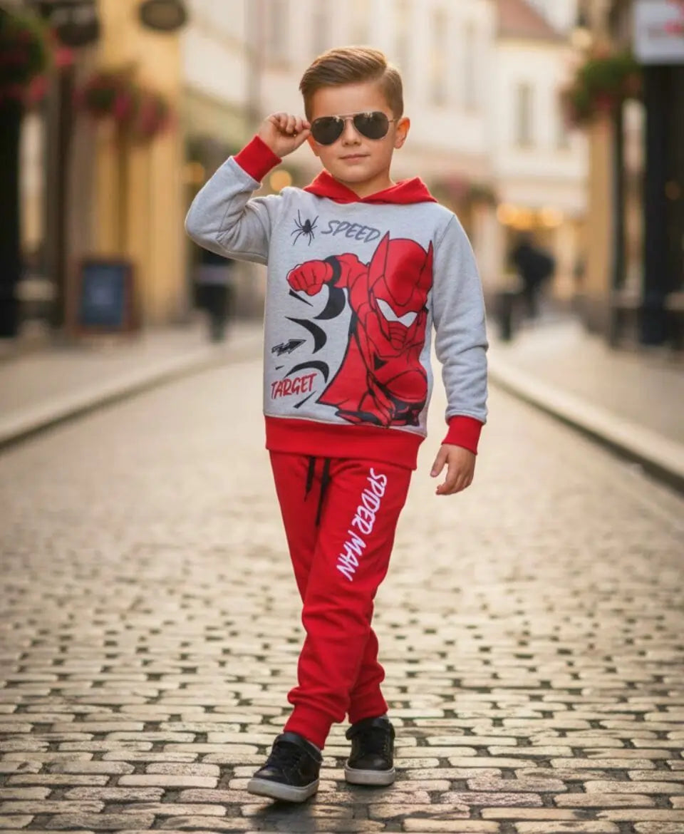 Kids Fleece Hoodie & Trouser Set – Superhero Winter Outfit