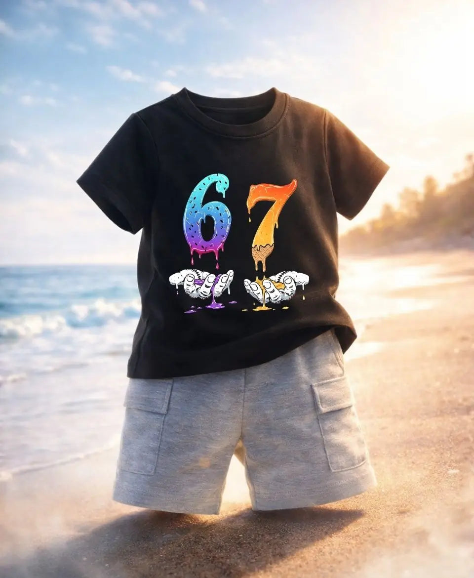 Drip 67 Street Style Summer Kids Suit Set