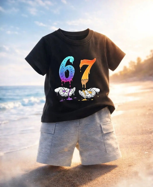 Drip 67 Street Style Summer Kids Suit Set