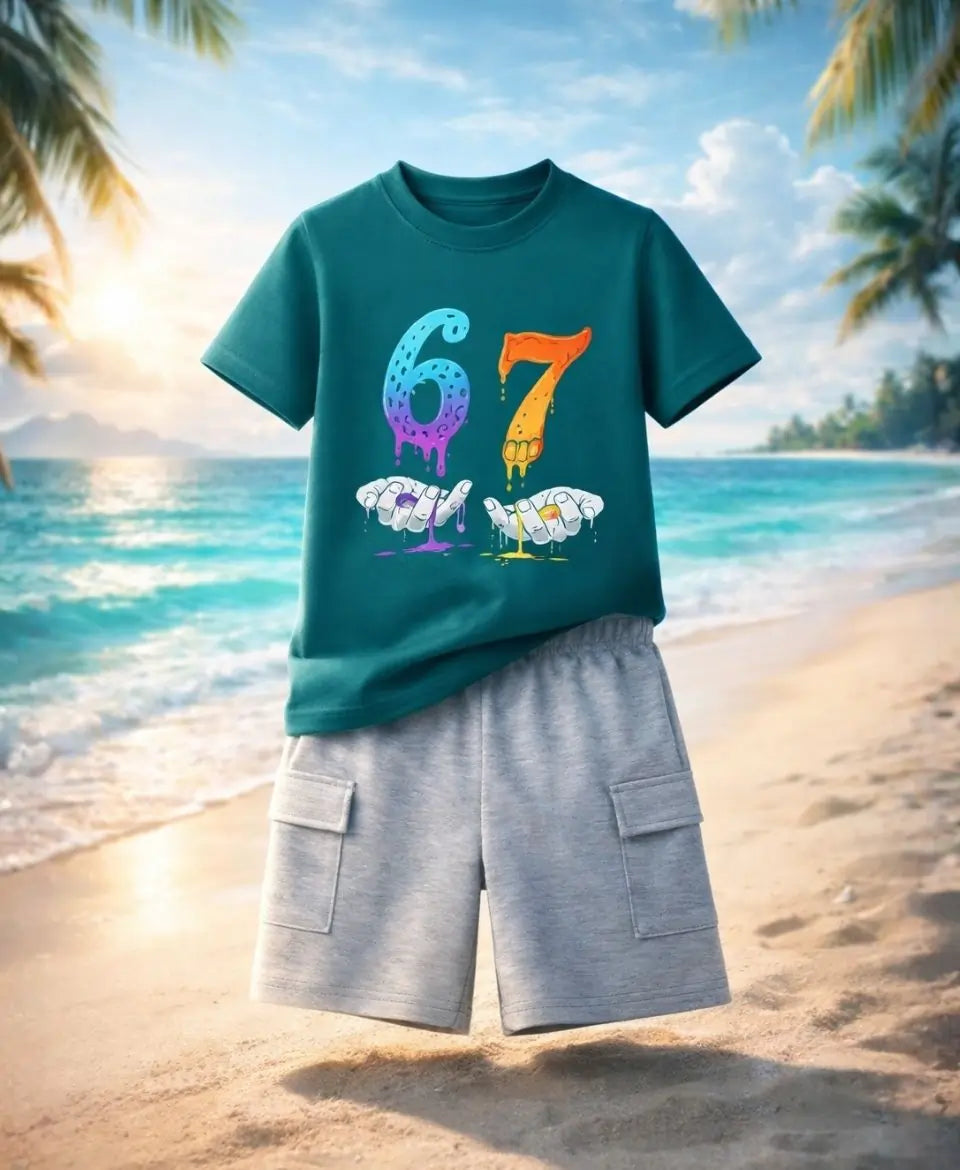 Drip 67 Street Style Summer Kids Suit Set