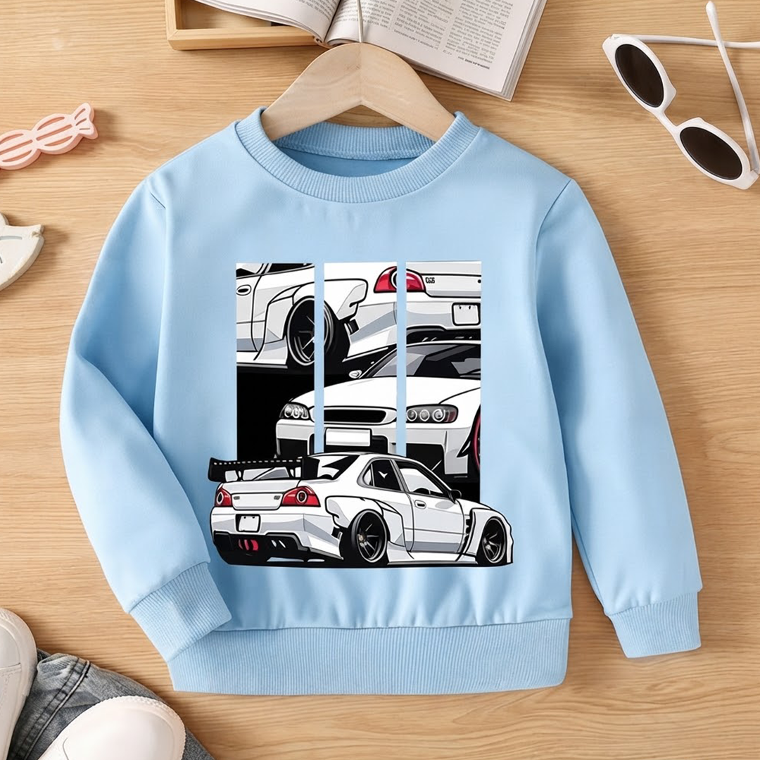 Boys Stylish JDM Car Graphic Sweatshirt