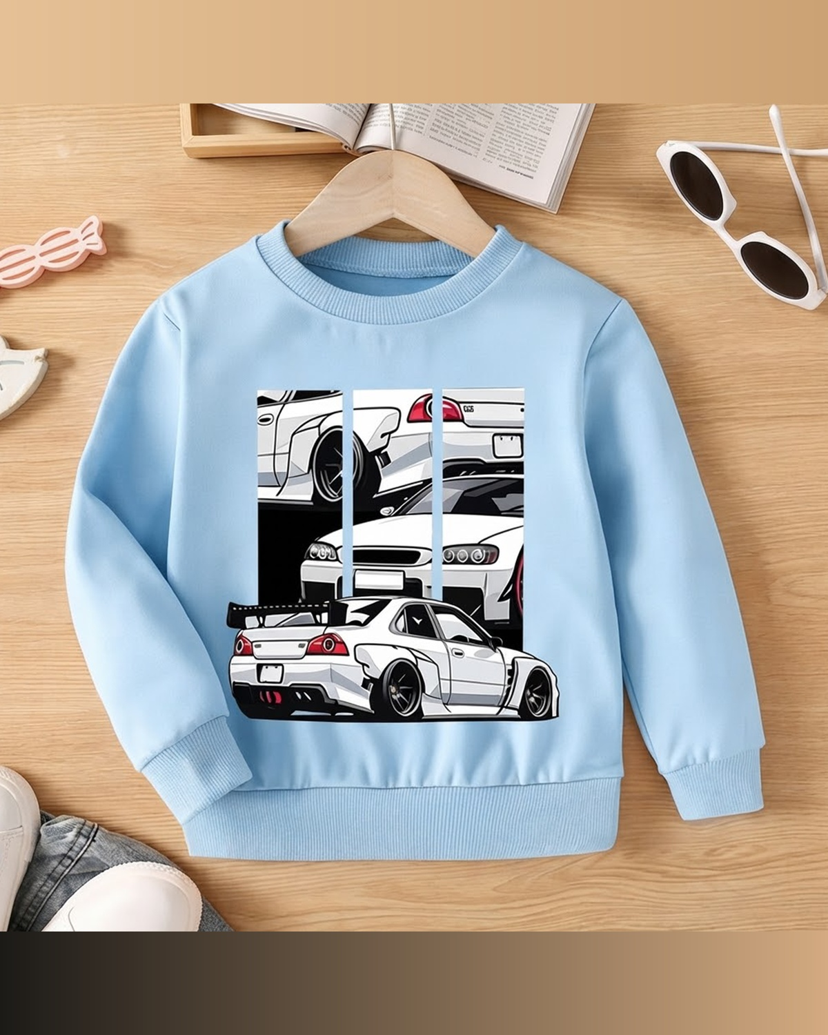 Boys Stylish JDM Car Graphic Sweatshirt