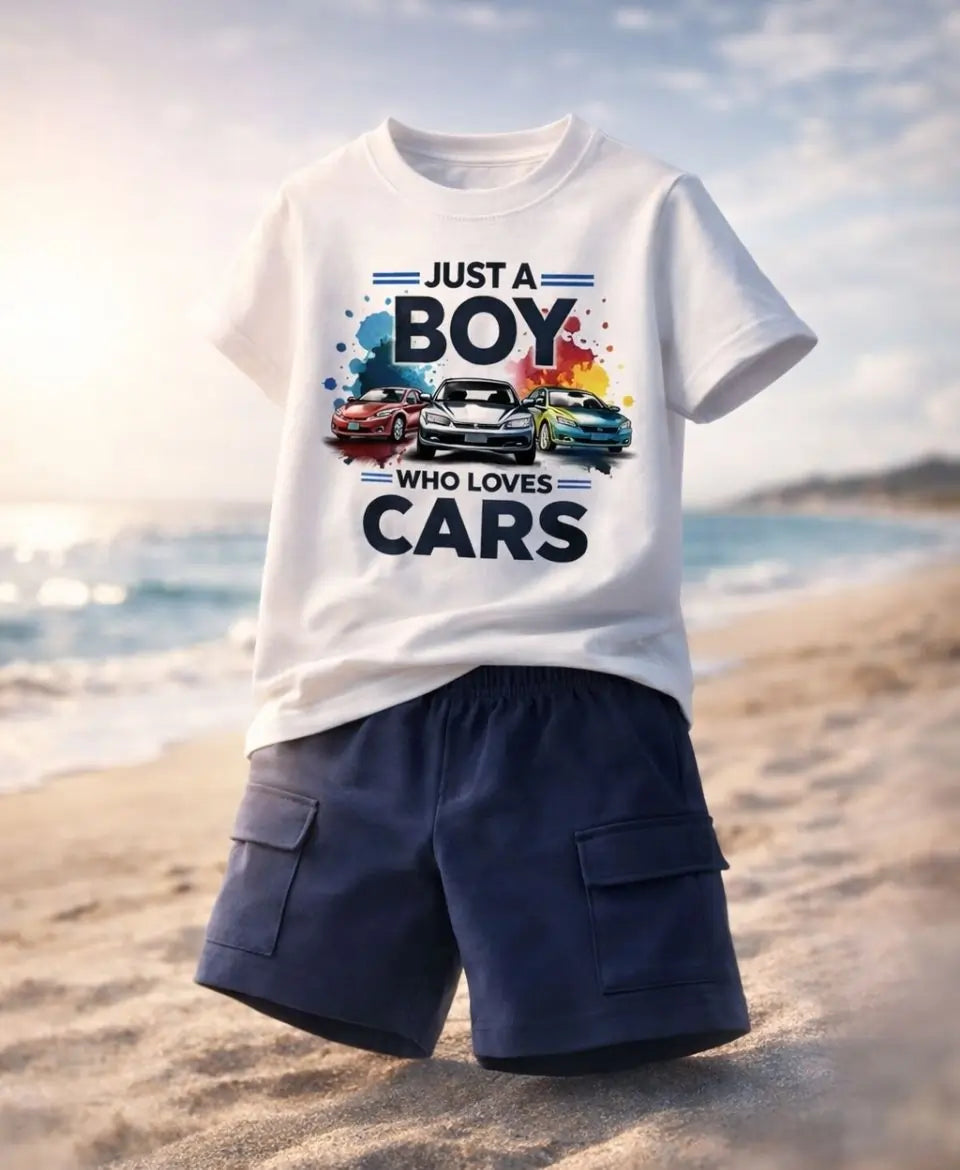 Just A Boy Who Loves Cars Kids Suit Set