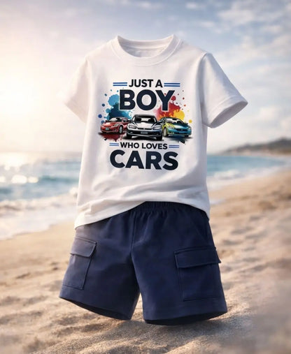 Just A Boy Who Loves Cars Kids Suit Set