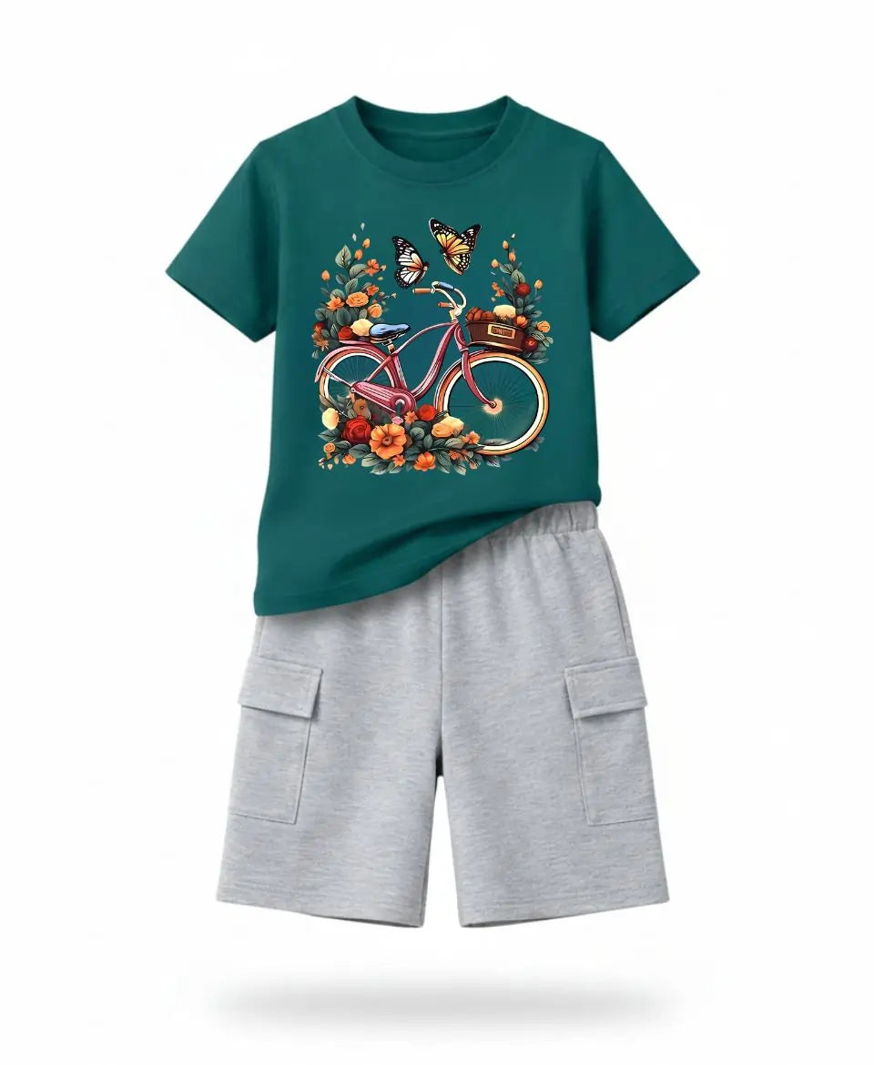 Vintage Bicycle Bloom Kids Suit Set