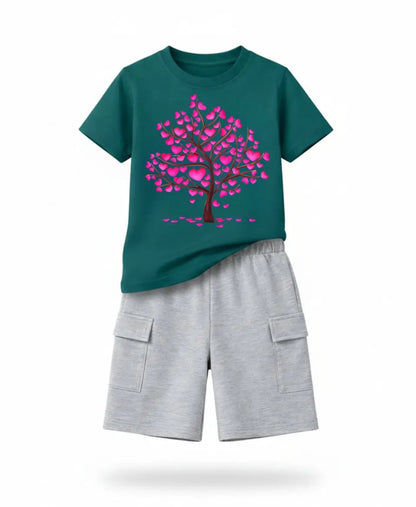 Pink Heart Tree Kids Suit Set