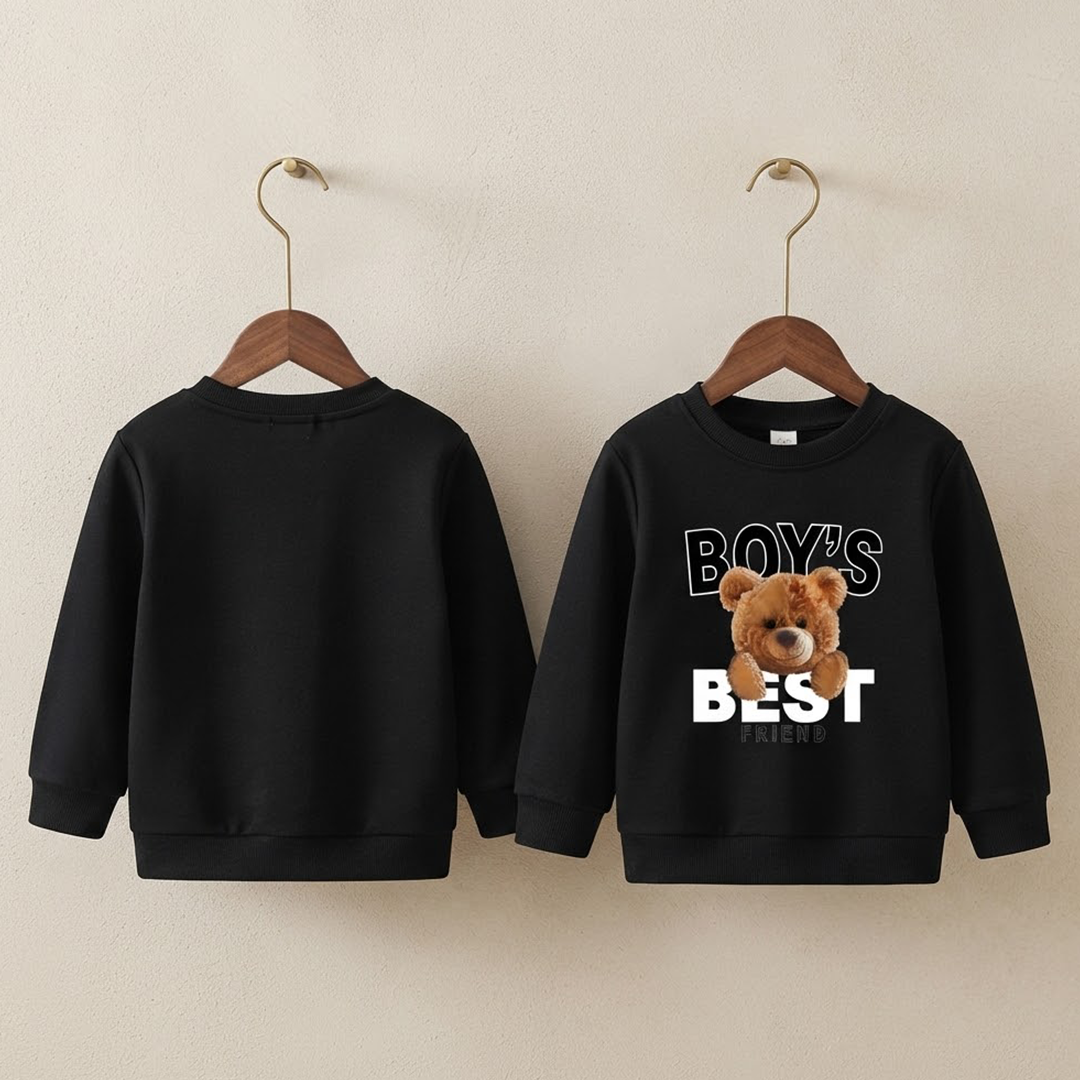 Kids' "Boy's Best Friend" Black Teddy Bear Sweatshirt