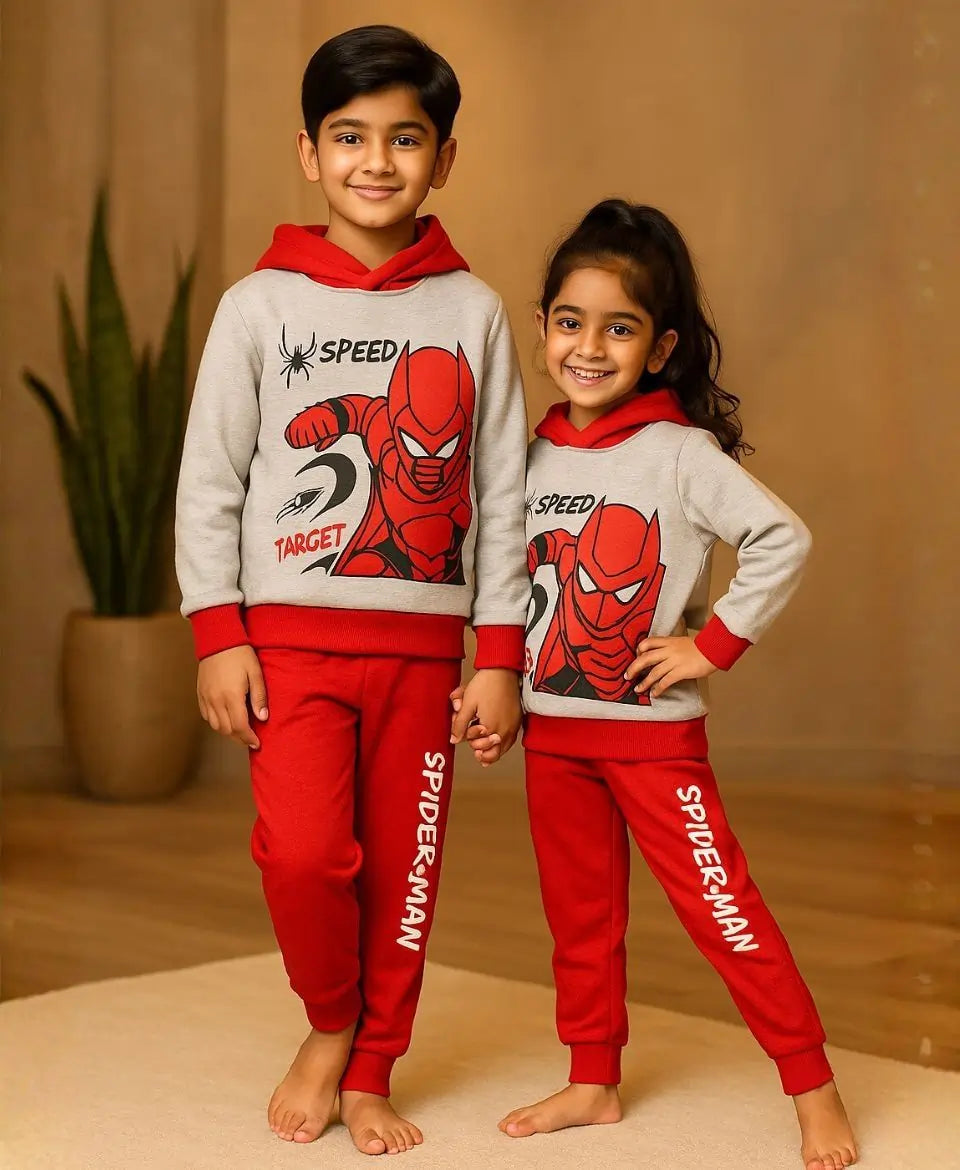 Kids Fleece Hoodie & Trouser Set – Superhero Winter Outfit