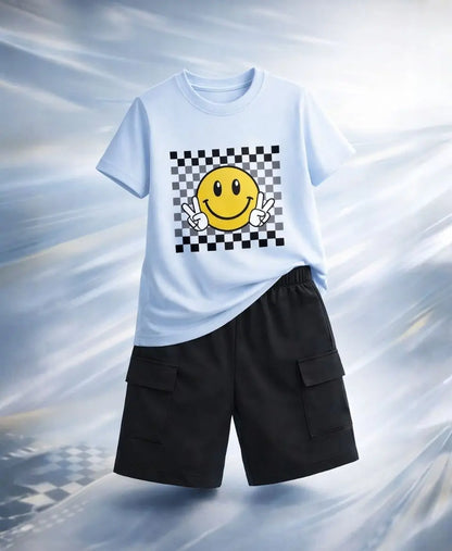 Smiley Checkered Summer Suit Set