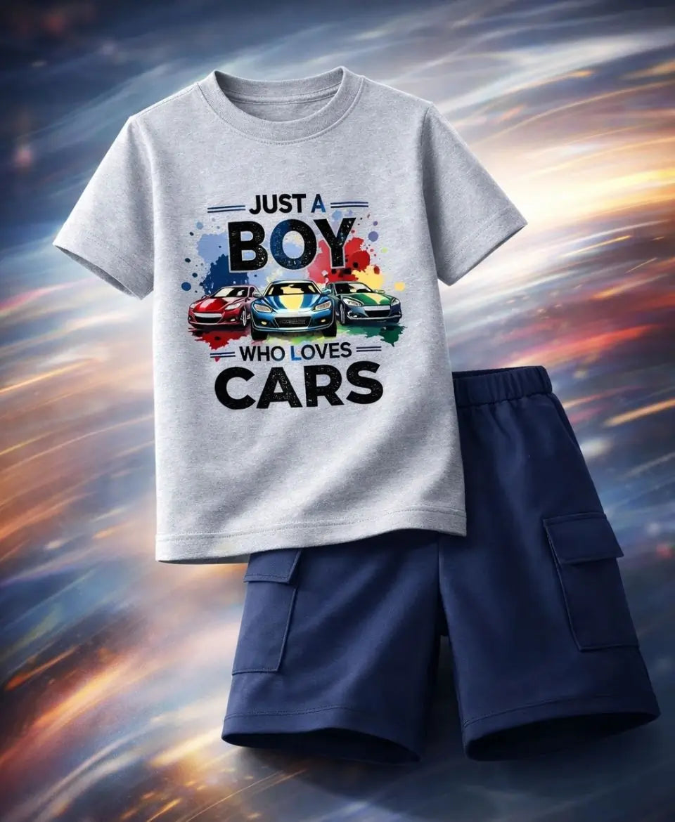 Just A Boy Who Loves Cars Kids Suit Set