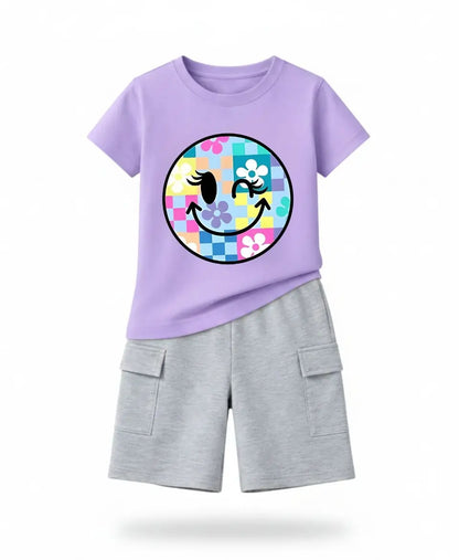 Pastel Smiley Bloom Kids Suit Set