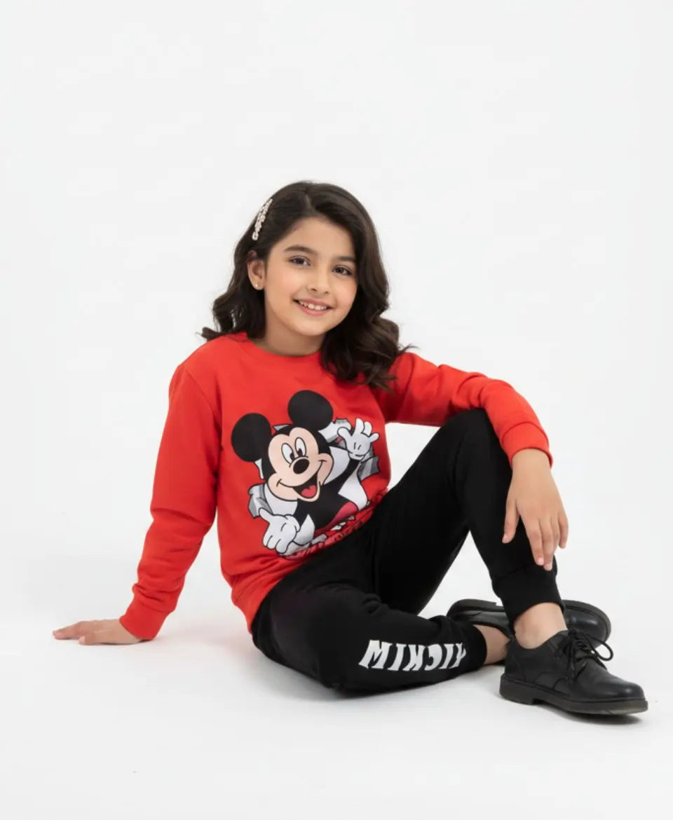 Unisex Mickey Print Sweatshirt & Trouser Set for Kids