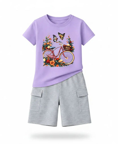 Vintage Bicycle Bloom Kids Suit Set