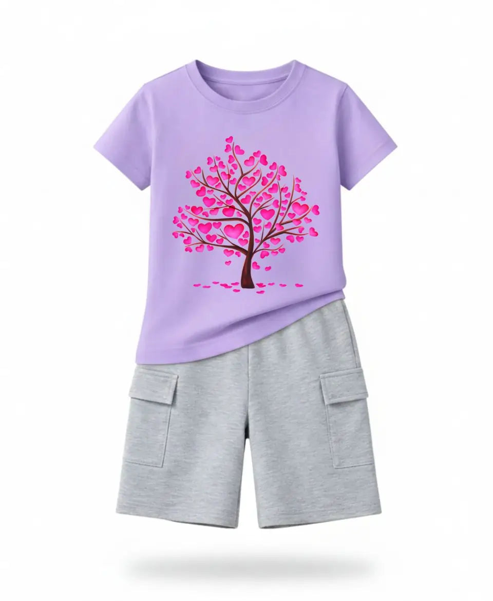 Pink Heart Tree Kids Suit Set