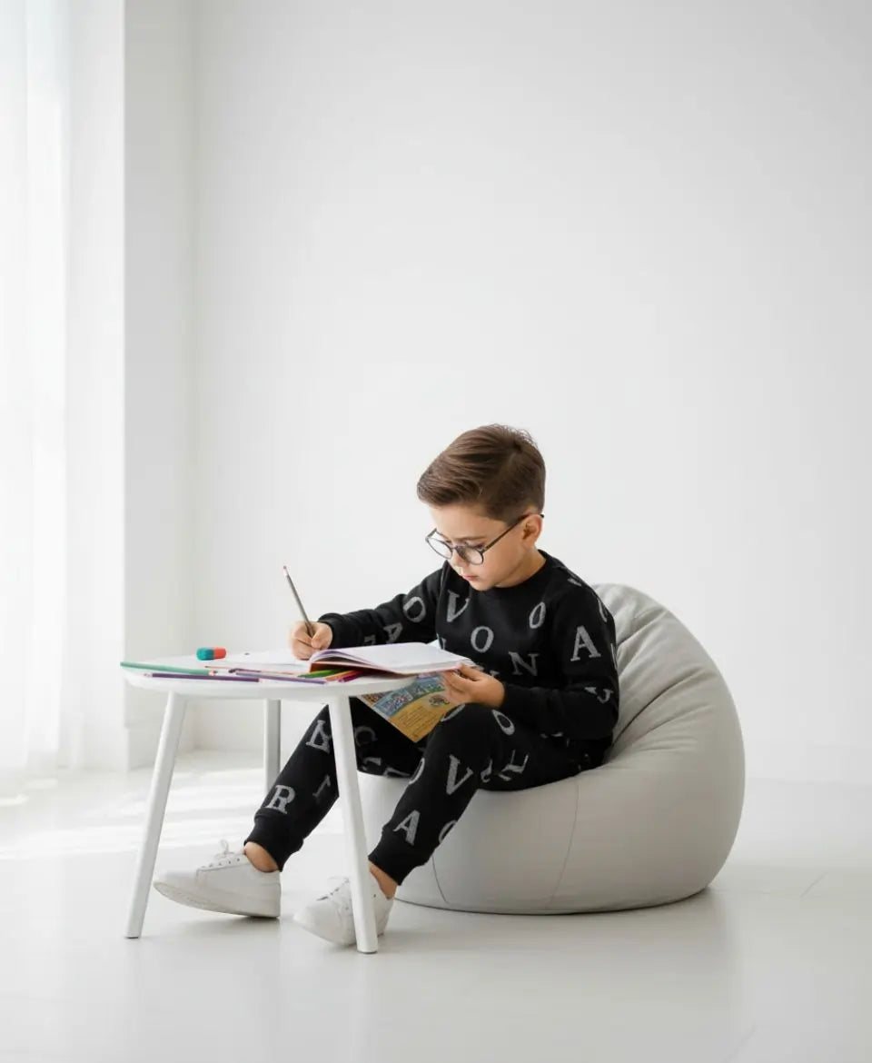 Unisex Fleece Sweatshirt & Trouser Set – Letter Print Winter Outfit