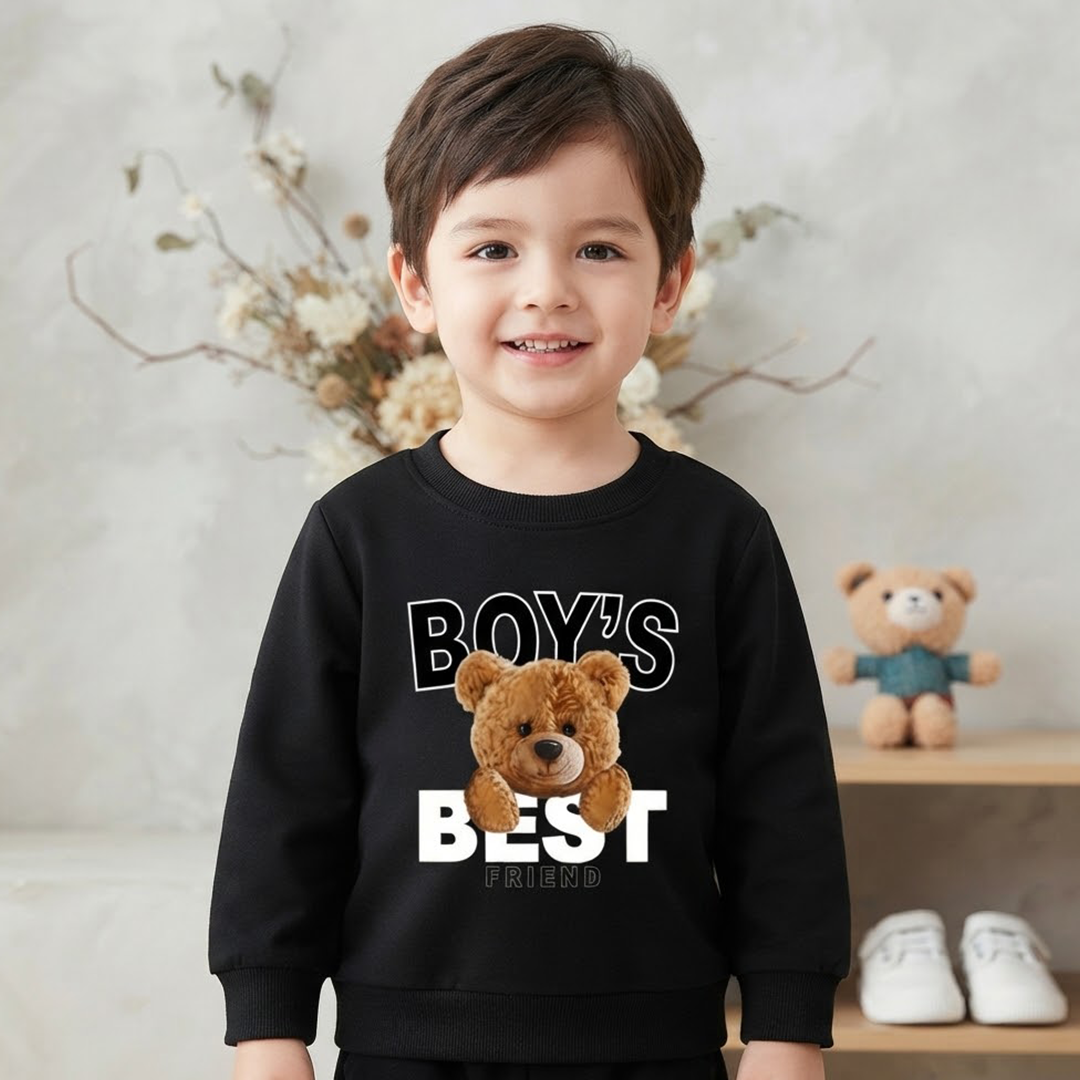 Kids' "Boy's Best Friend" Black Teddy Bear Sweatshirt