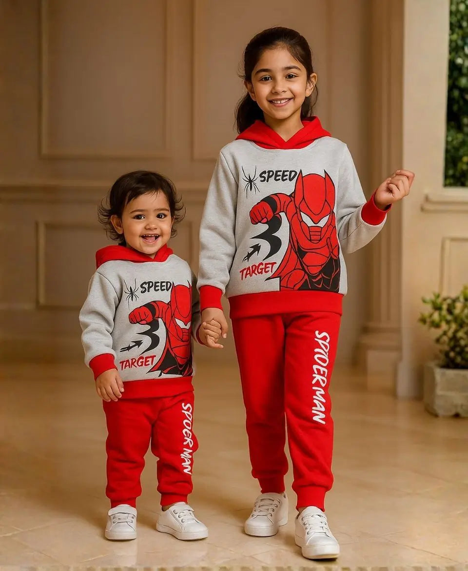 Kids Fleece Hoodie & Trouser Set – Superhero Winter Outfit