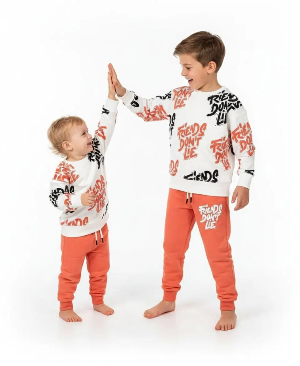 Unisex Cotton Sweatshirt & Trouser Set – Friends Don’t Lie