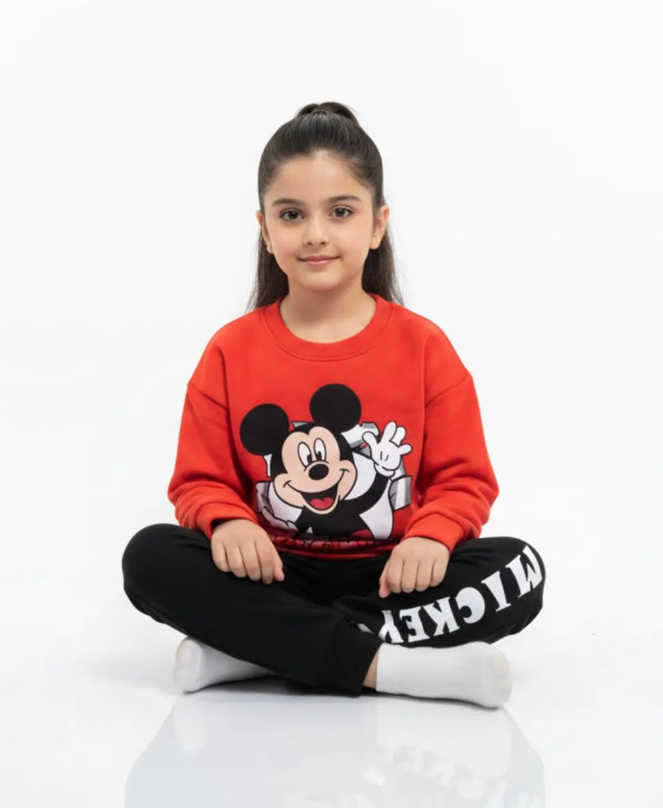 Unisex Mickey Print Sweatshirt & Trouser Set for Kids