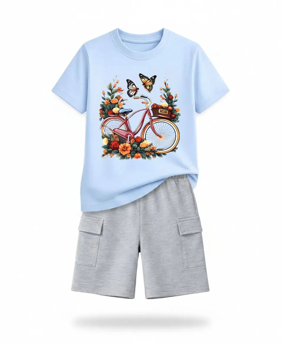 Vintage Bicycle Bloom Kids Suit Set