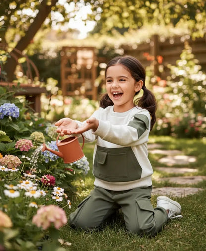 Kids Fleece Pocket Sweatshirt & Cargo Trouser Set – Winter Outfit