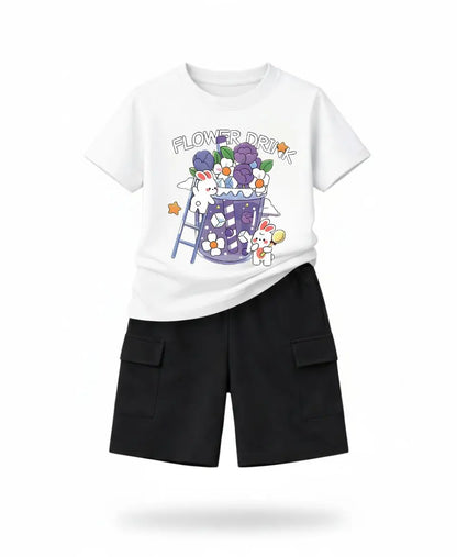 Flower Drink Bunny Suit Set