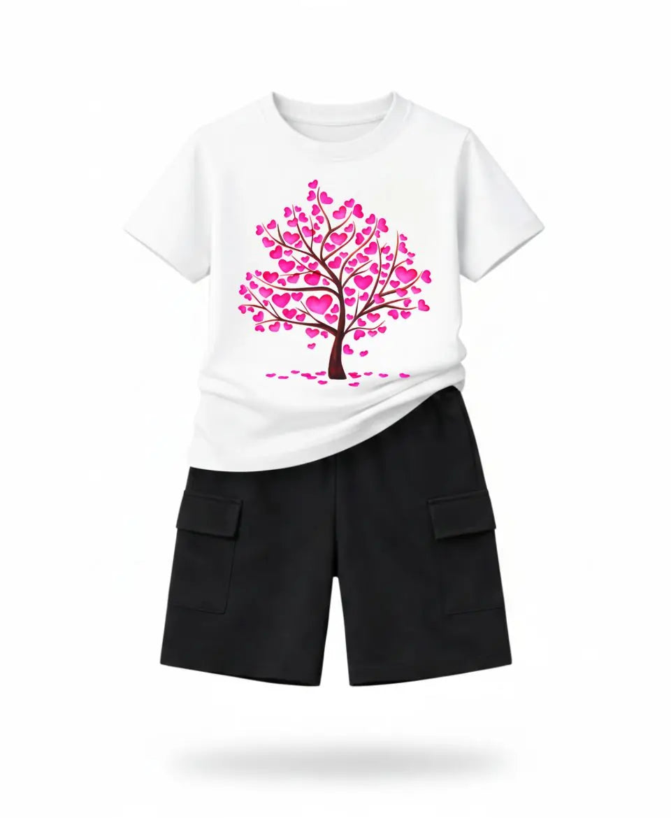 Pink Heart Tree Kids Suit Set