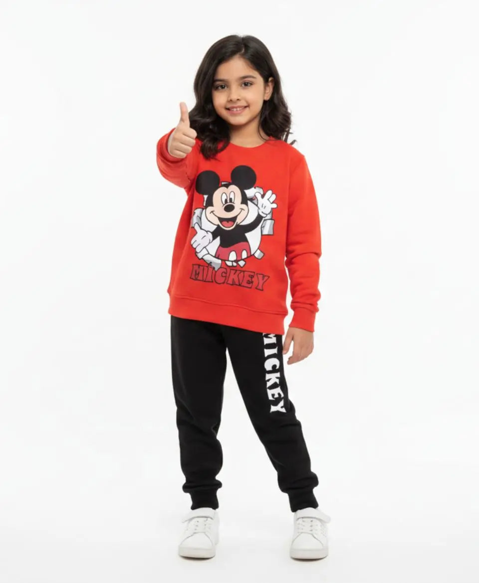 Unisex Mickey Print Sweatshirt & Trouser Set for Kids