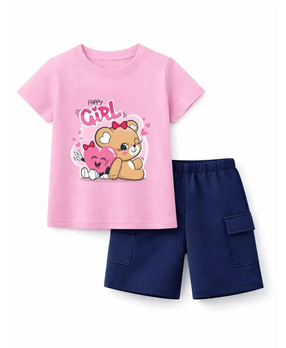 Happy Girl Teddy Summer Suit Set