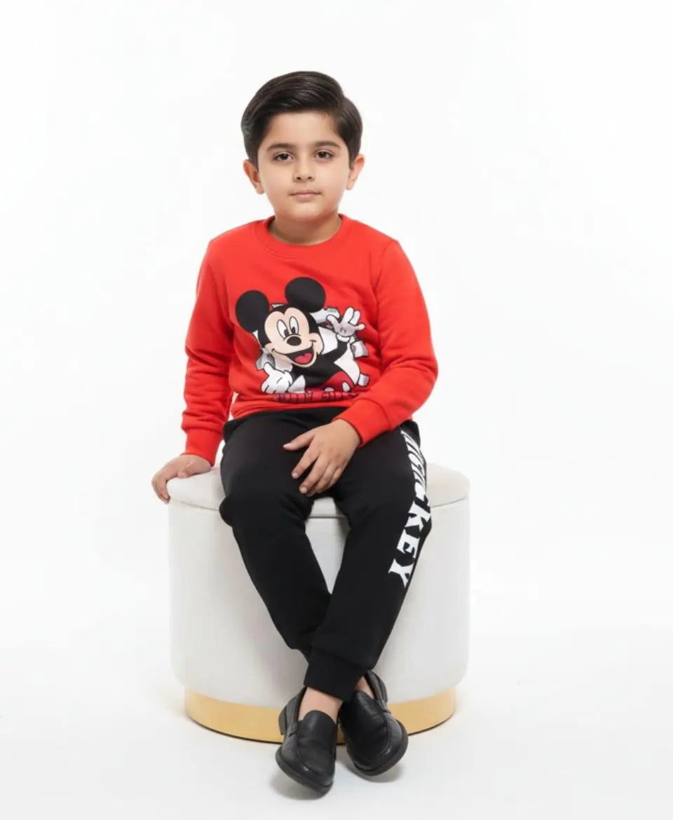 Unisex Mickey Print Sweatshirt & Trouser Set for Kids