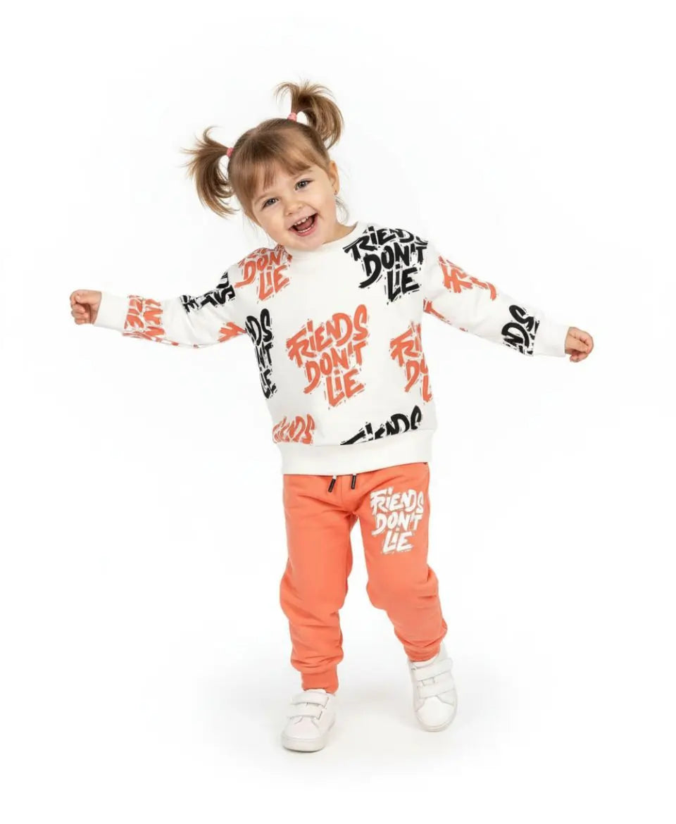 Unisex Cotton Sweatshirt & Trouser Set – Friends Don’t Lie