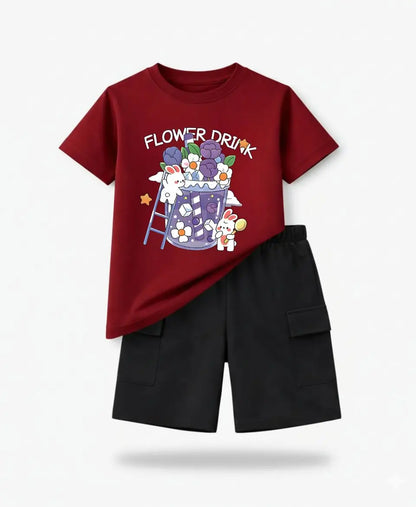 Flower Drink Bunny Suit Set