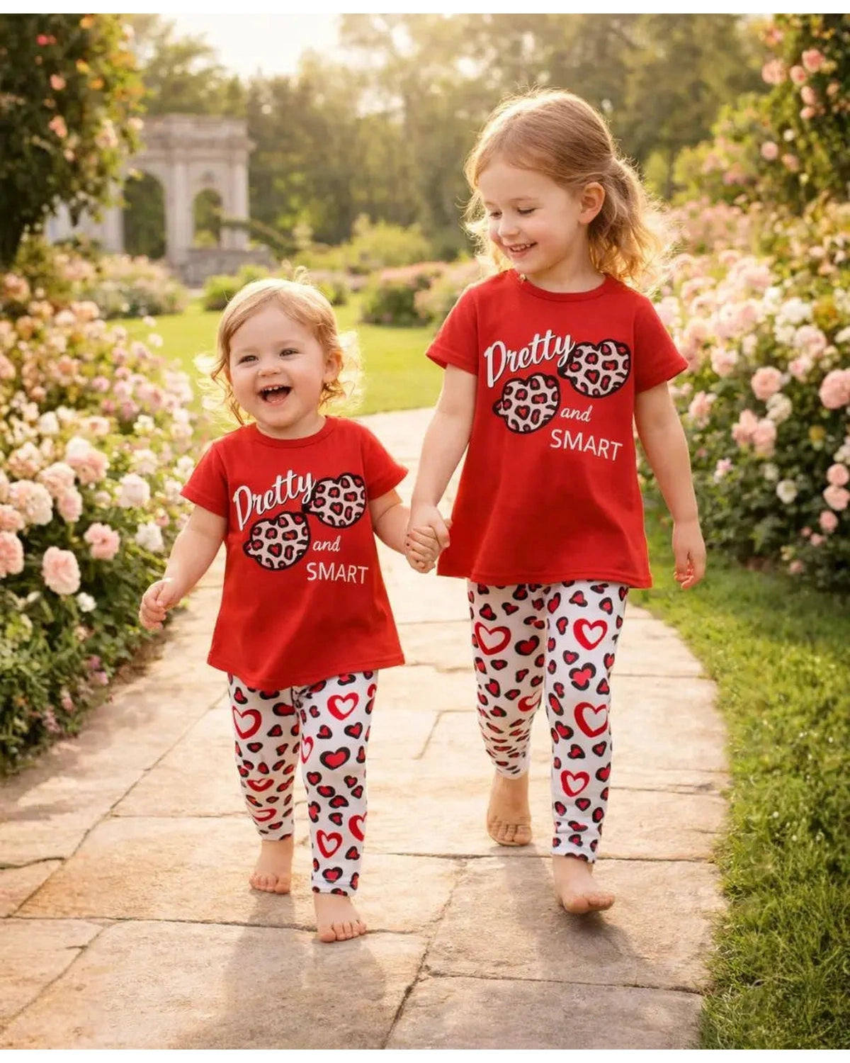Pretty and Smart Leopard Heart Summer Suit Set