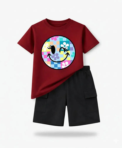 Pastel Smiley Bloom Kids Suit Set