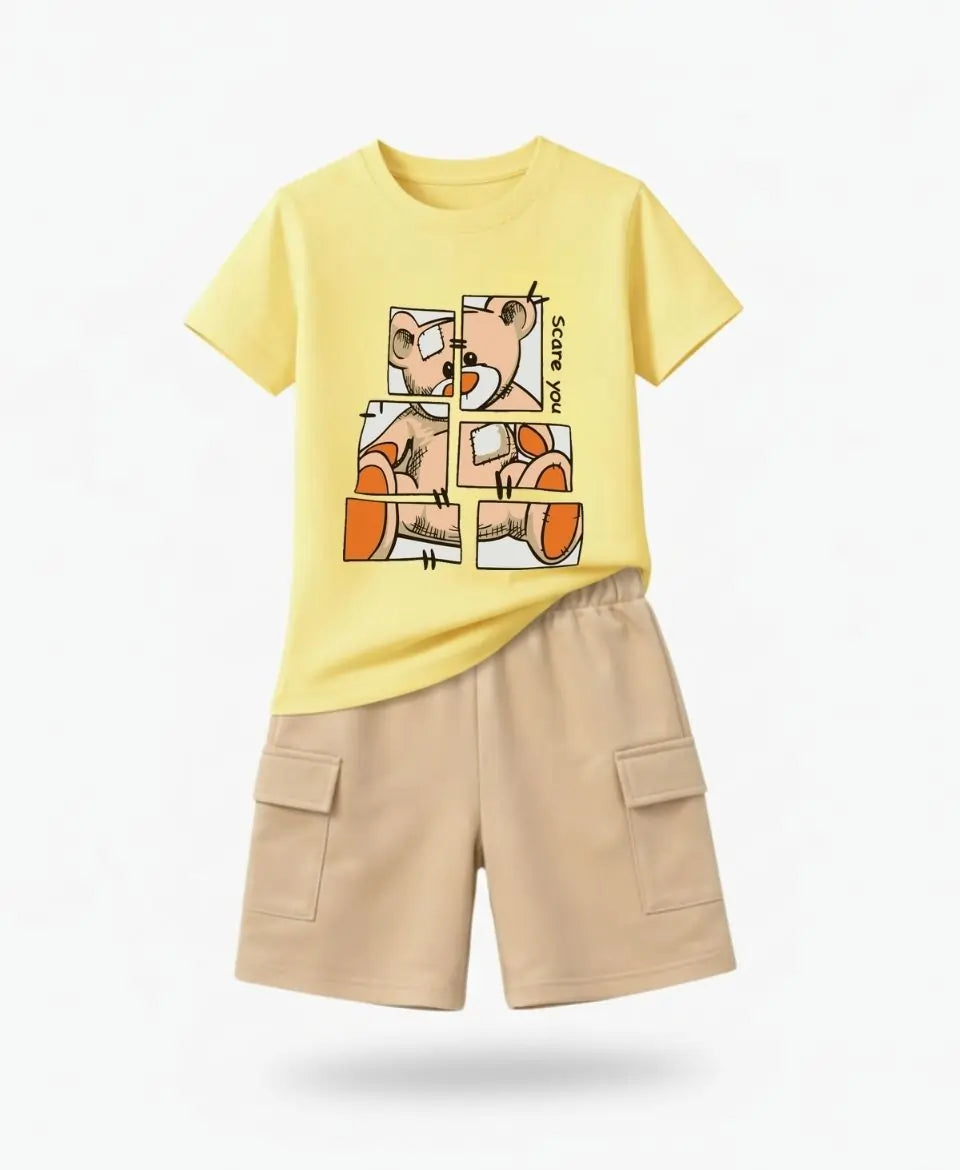 Puzzle Teddy Summer Kids Suit Set