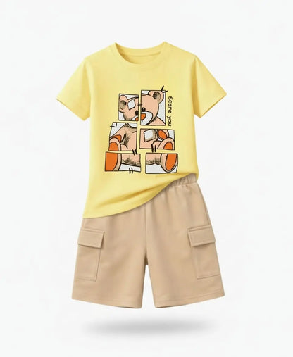 Puzzle Teddy Summer Kids Suit Set
