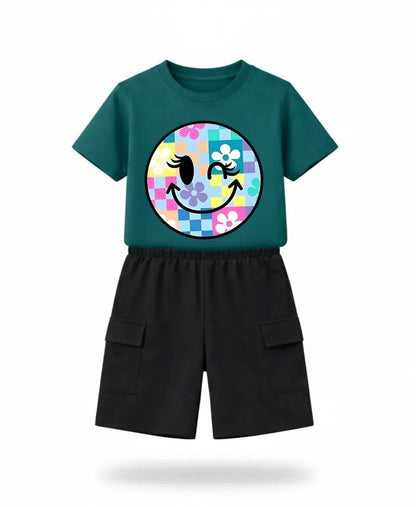 Pastel Smiley Bloom Kids Suit Set