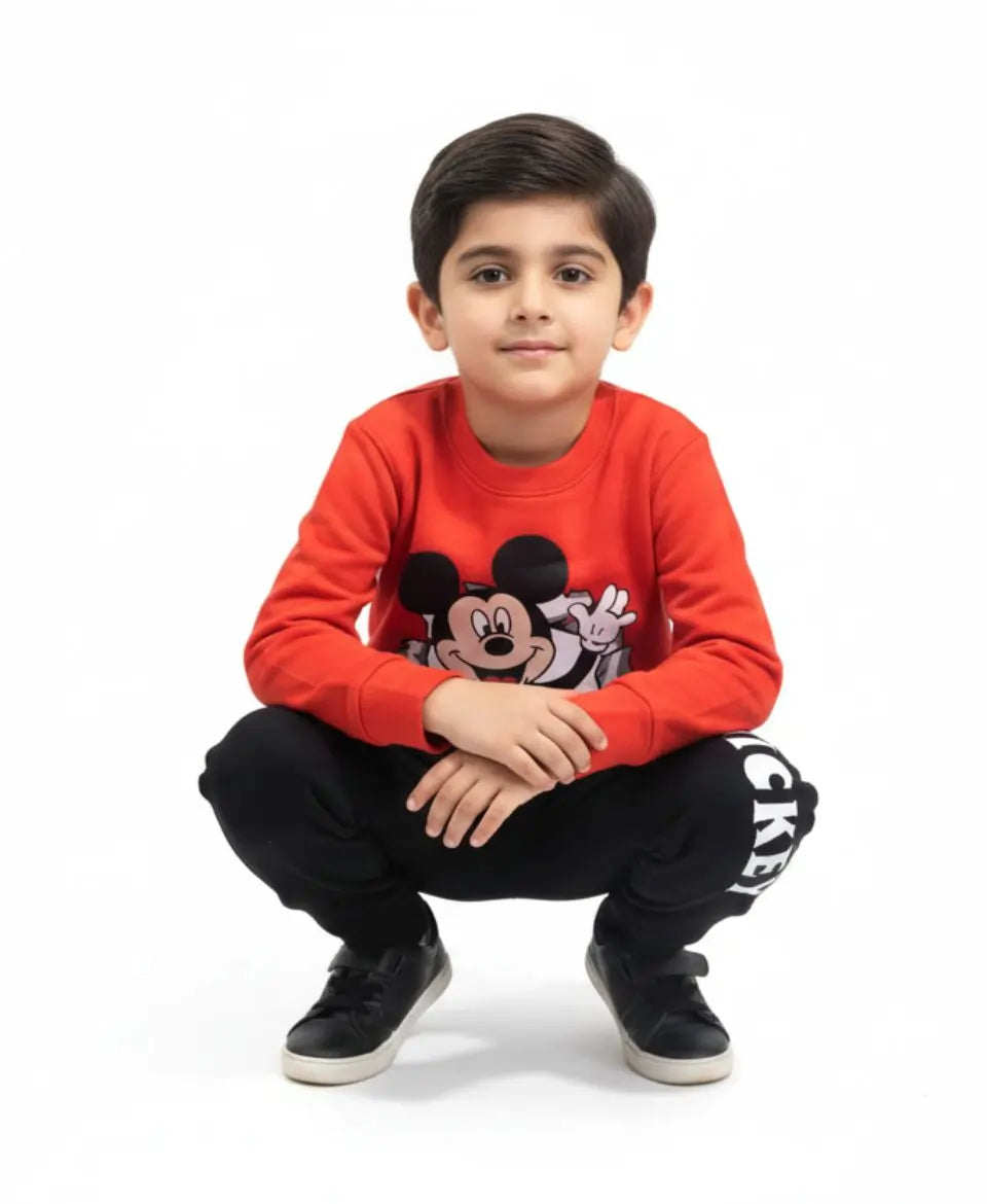 Unisex Mickey Print Sweatshirt & Trouser Set for Kids