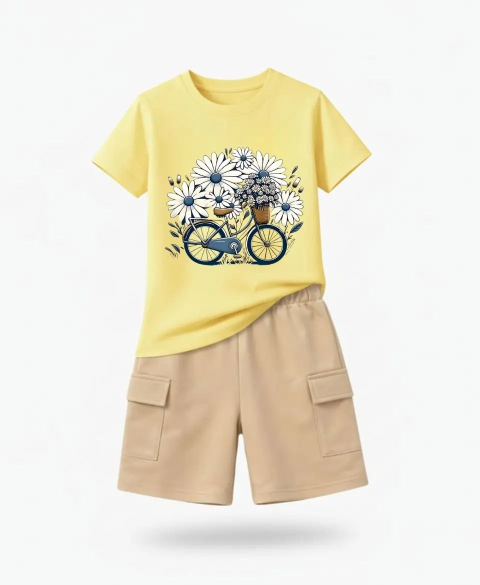 Lavender Daisy Bicycle Girls Suit Set